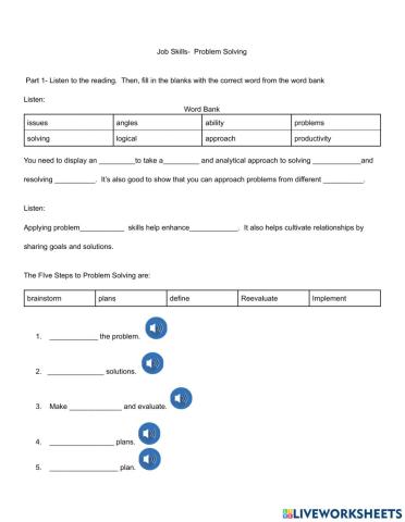 Job Skills problem solving