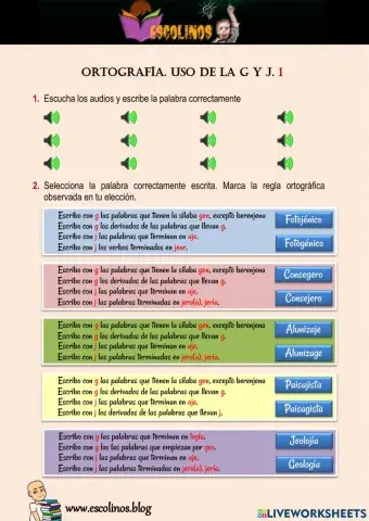 Ortografía. Uso de la G y J. 1