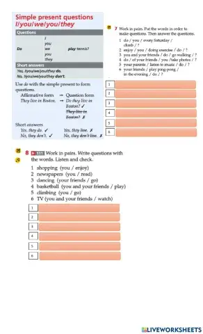 Simple present questions
