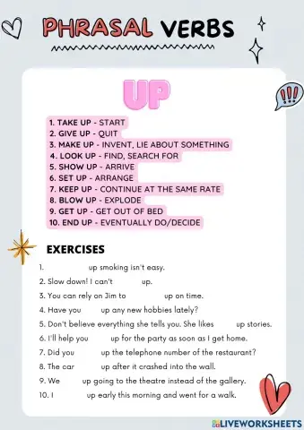 Phrasal verbs with UP