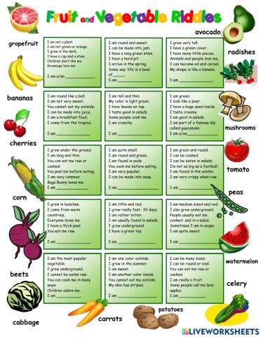 Fruit and vegetables