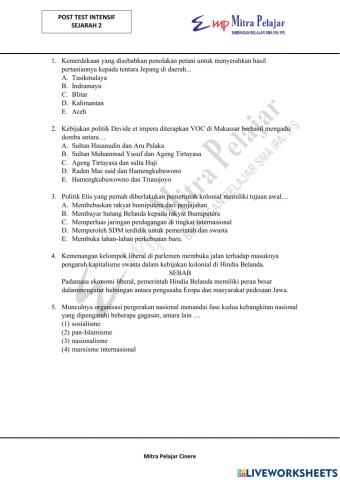 Post test Intensif SEJ 2