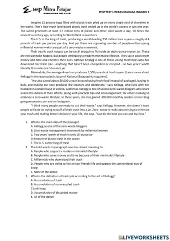 Posttest Literasi Bahasa Inggris