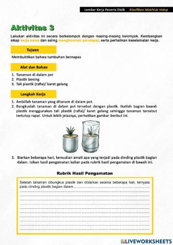 Praktikum Klasifikasi Makhluk Hidup