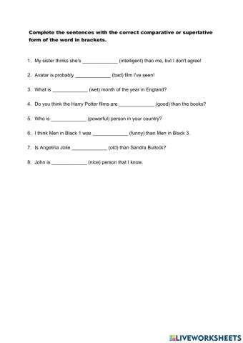 Sol. Elem. 5BD Comparative & Superlative