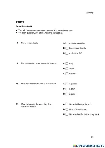 Pet 2- Test 1 - Listening