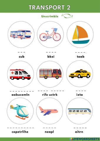 Transport 2. Spelling, reading and writing