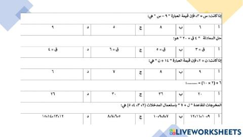 العبارات الجبرية والمعادلات