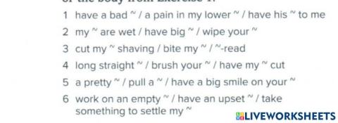 Body parts expressions