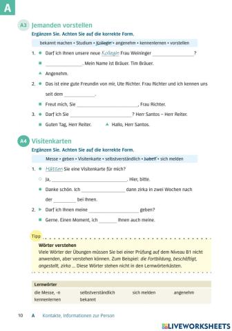 Wortschatz und Grammatik B1