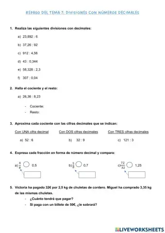 Divisiones con decimales