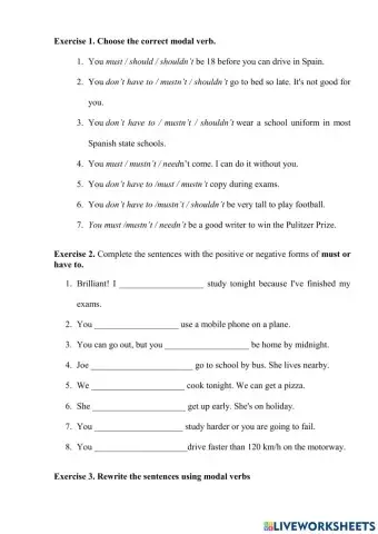 Modal verbs. Homework 15.02