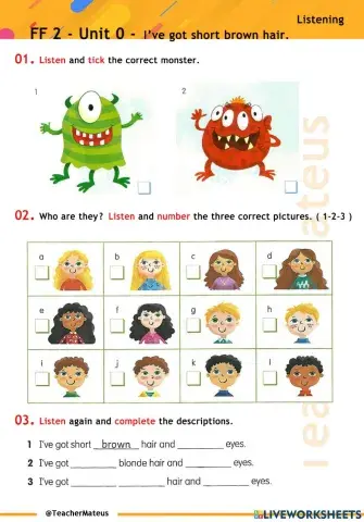 FF 2 - Unit 0 - I've got short brown hair - Listening