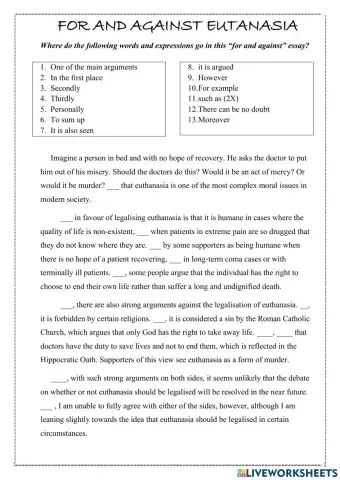 Argumentative essay on eutanasia