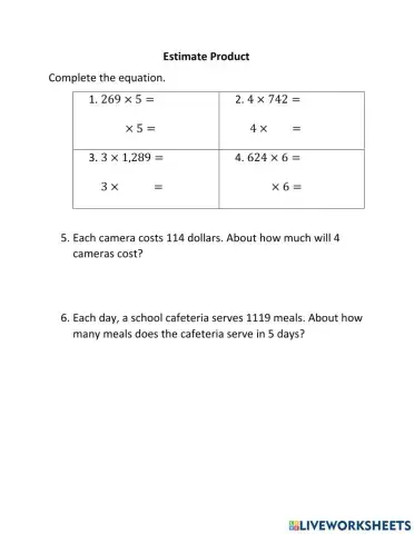 Estimate product (Level 1)