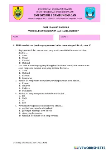 Partikel penyusun benda dan makhluk hidup