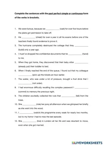 Past Perfect (Simple and Continuous)