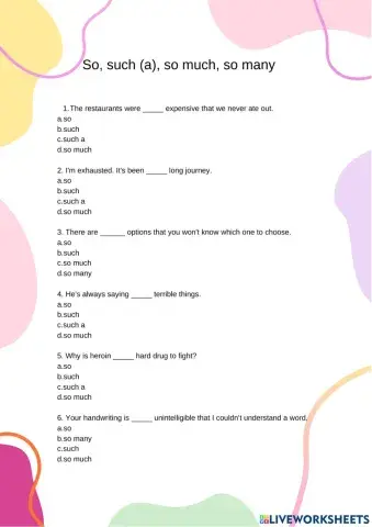 So, such (a), so much, so many