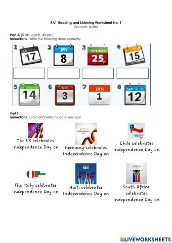 Listening and Writing Dates-American English