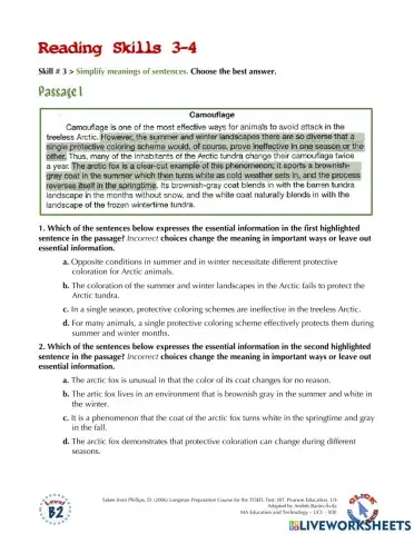 Reading Ex.: TOEFL (skills 3-4)