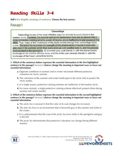 Reading Ex.: TOEFL (skills 3-4)