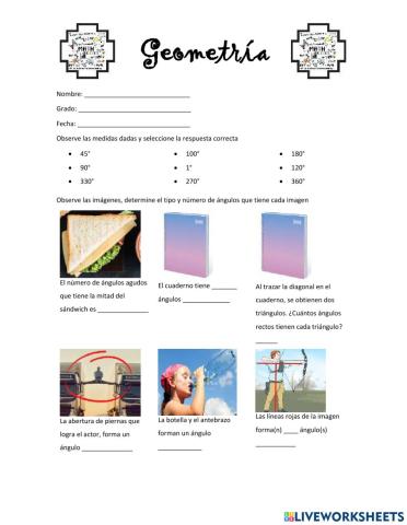 Ángulos y clasificación de ángulos