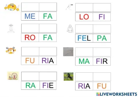 Riordina le sillabe: parole con f
