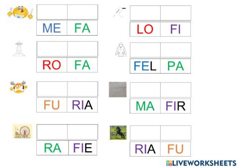 Riordina le sillabe: parole con f