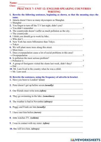 English 7 unit 12 writing