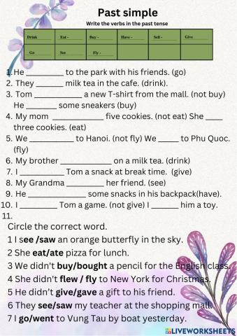 Past tense irregular