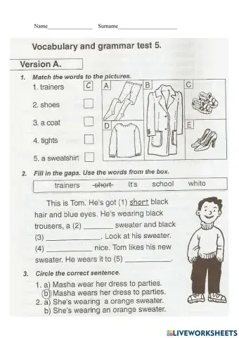 Grammar and Vocabulary test