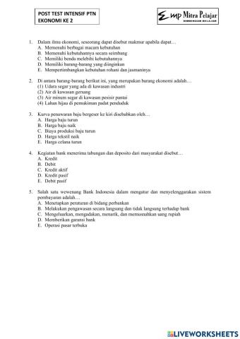 Post test intensif ekonomi 2