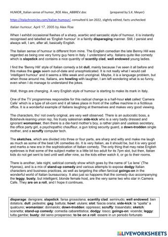 SMT-READING-Italian sense of humor