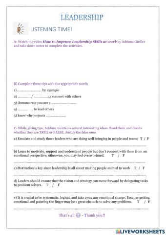 Leadership - Listening comprehension