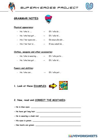 Superheroes - describing people