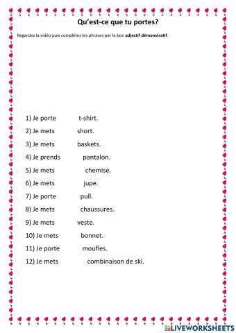 Vêtements et adjectifs démonstratifs