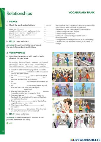 Verb phrases - relationships vocabulary