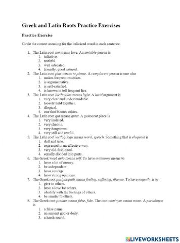 Greek and Latin Roots