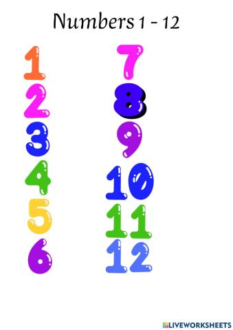 Numbers 1 - 12