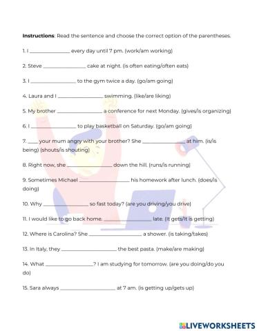 Simple present and present continous