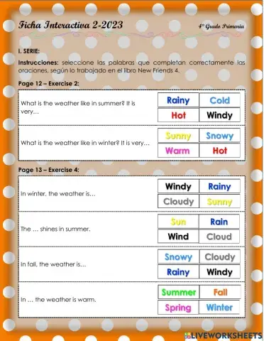 The seasons 2. 4°-Ficha2-2023