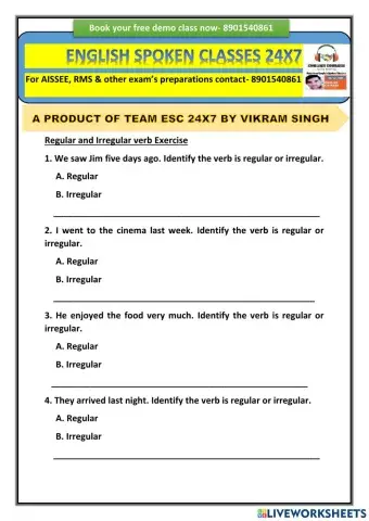 Regular and Irregular verbs