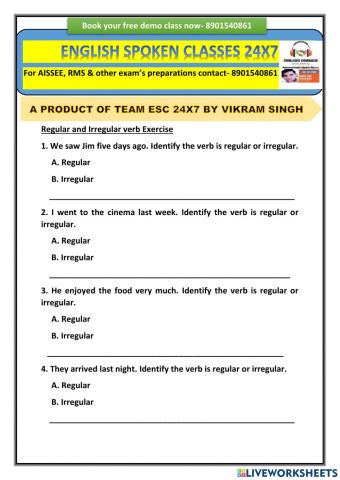 Regular and Irregular verbs