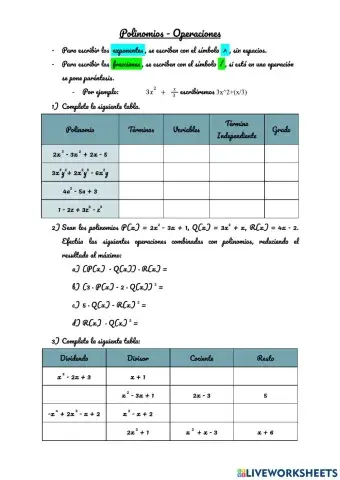 Polinomio - Operaciones