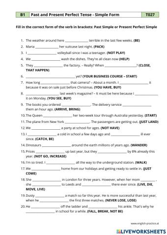 Past and Present Perfect Simple