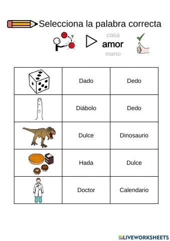 Selecciona la palabra correcta