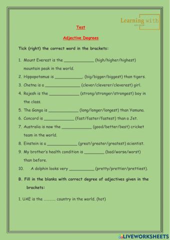 Degrees of adjectives