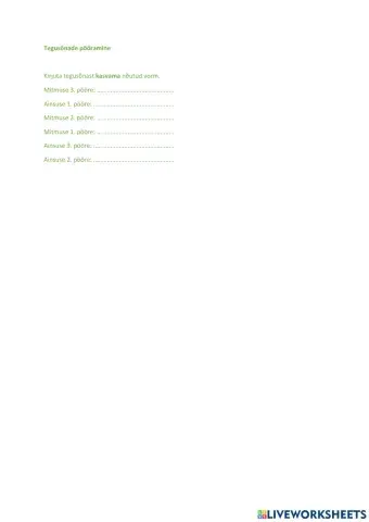 Tegusõnade pööramine, 4. klass