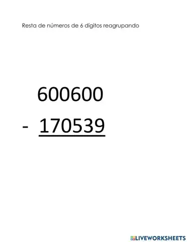 Resta de numeros grandes reagrupando