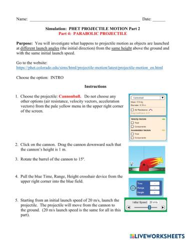 Activity PHET Projectile Motion Part 2